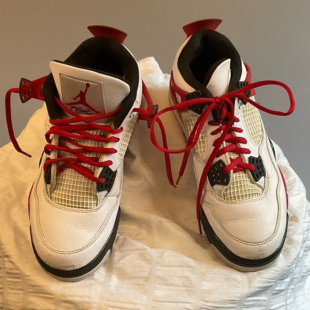 Nike Air Jordan 4 Retro White/Red (Fire Red Style) – Men’s 7.5
